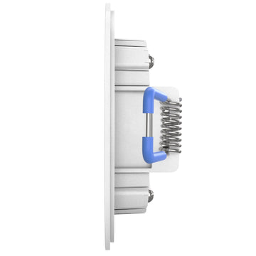 Spring loaded brackets fit any ceiling type: double drywall, single drywall, and soffit.